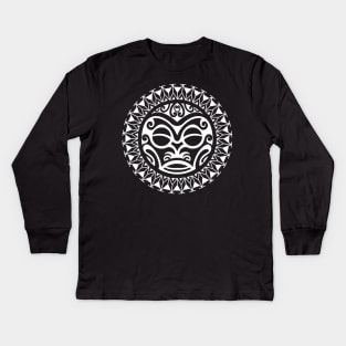 Tiki face Polynesian style Kids Long Sleeve T-Shirt